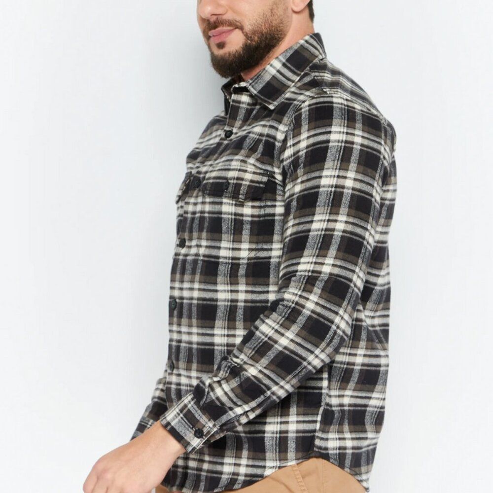 Men Regular Fit Plaid Flannel Long Sleeve Casual Shirt, Charcoal Combo LARGE - Picture 12 of 14